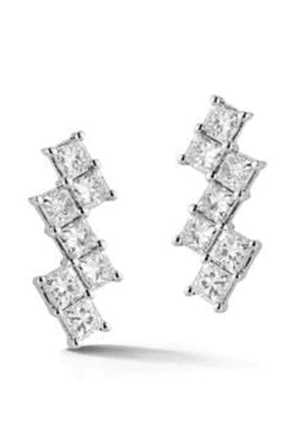 DANA REBECCA DESIGNS-Millie Ryan Stair Step Princess Cut Studs - White Gold-WHITE GOLD
