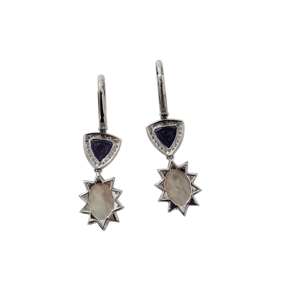 DANA REBECCA DESIGNS-Opal And Iolite Drop Earrings-WHITE GOLD