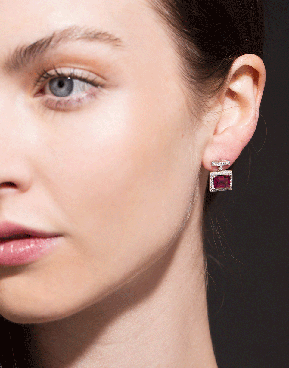 DANA REBECCA DESIGNS-Rubellite And Diamond Earrings-WHITE GOLD