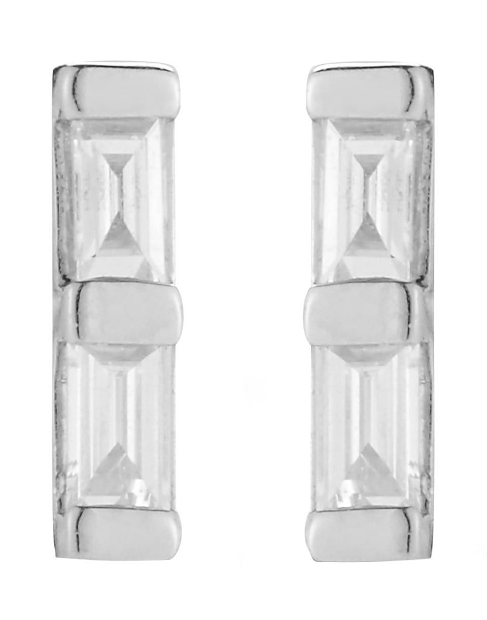 DANA REBECCA DESIGNS-Sadie Pearl Double Baguette Studs-WHITE GOLD