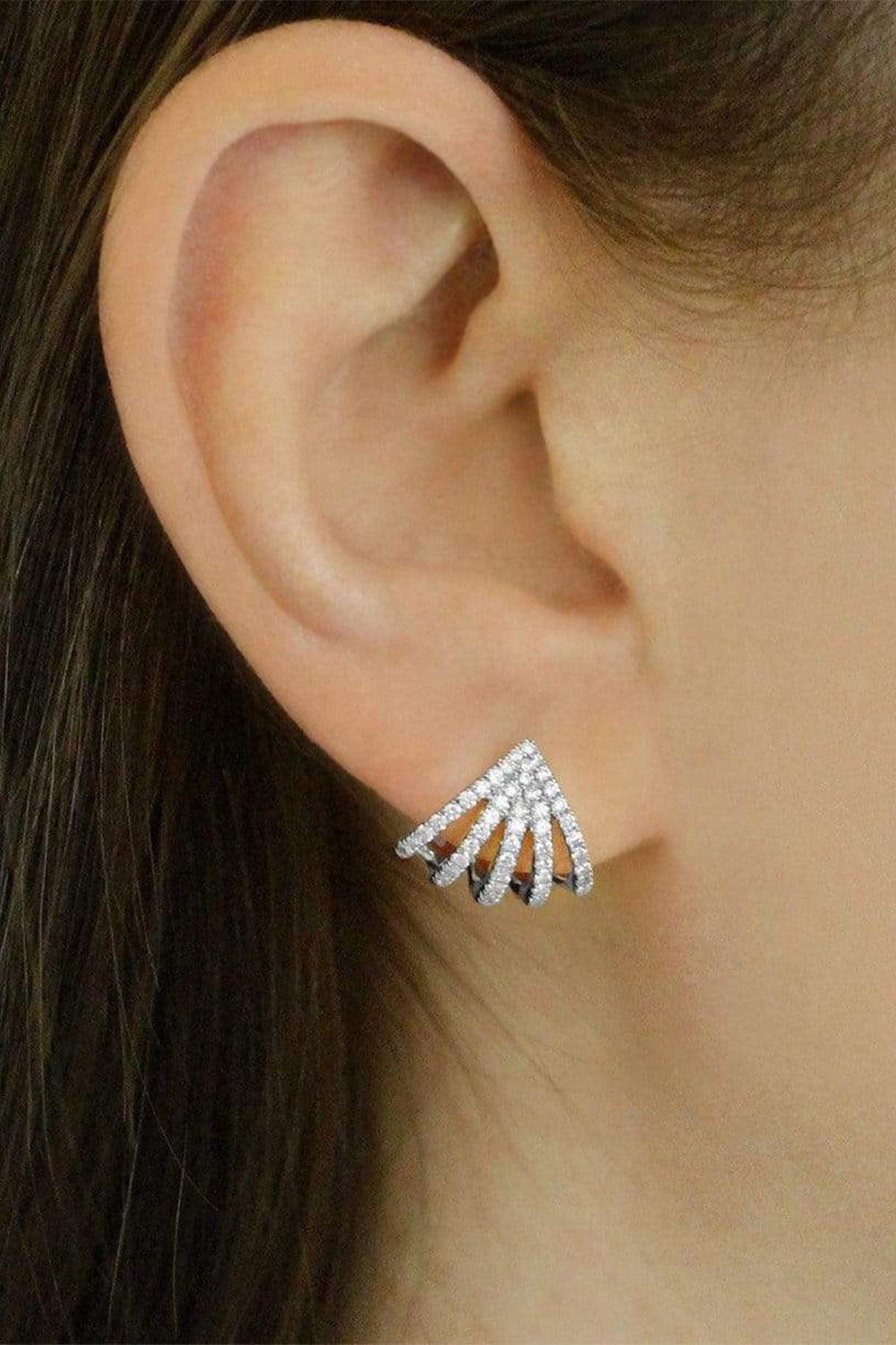 DANA REBECCA DESIGNS-Sarah Leah Diamond Five Burst Huggies-WHITE GOLD