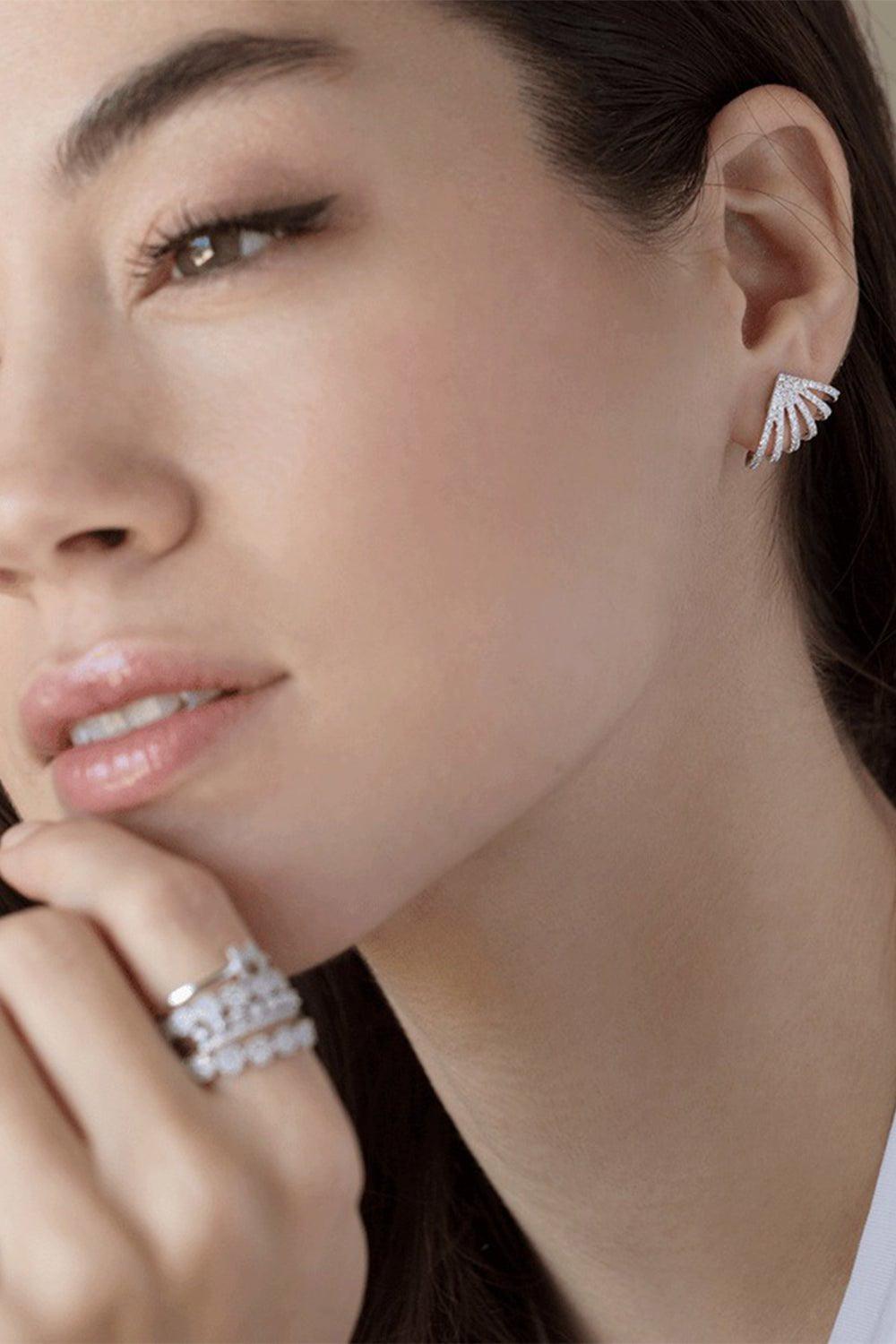 DANA REBECCA DESIGNS-Sarah Leah Six Burst Diamond Studs-WHITE GOLD
