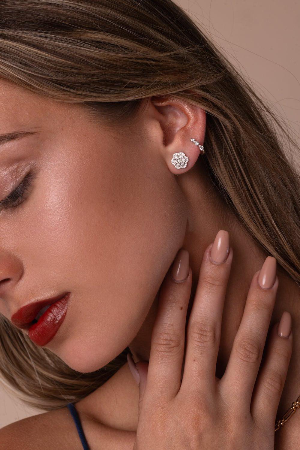 DANA REBECCA DESIGNS-Sophia Ryan Teardrop Mini Huggie Earrings-WHITE GOLD