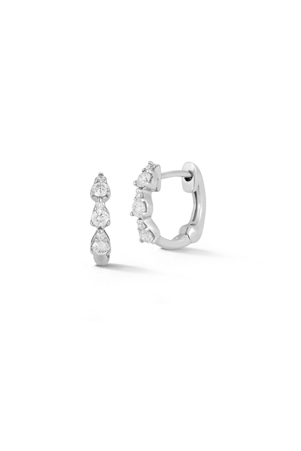 DANA REBECCA DESIGNS-Sophia Ryan Teardrop Mini Huggie Earrings-WHITE GOLD