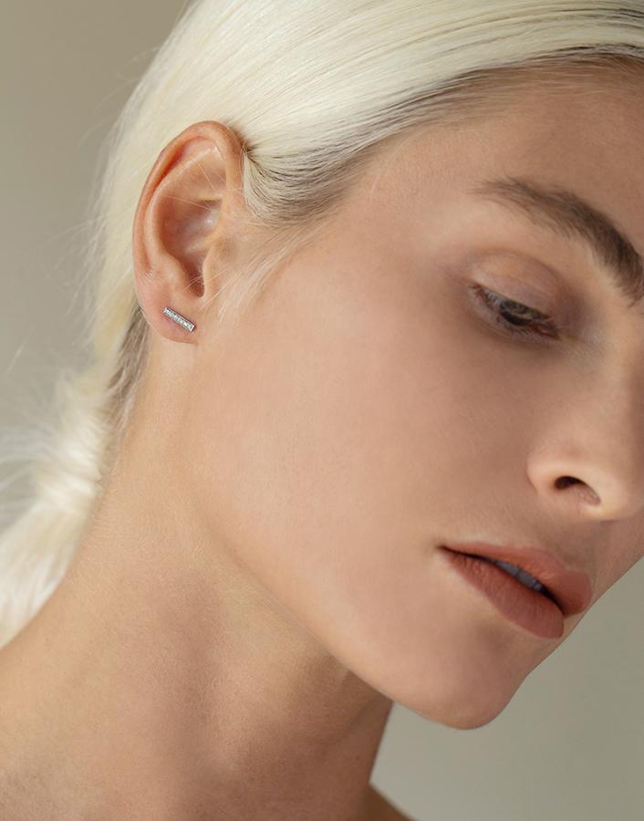 DANA REBECCA DESIGNS-Sylvie Rose Diamond Bar Earrings-WHITE GOLD