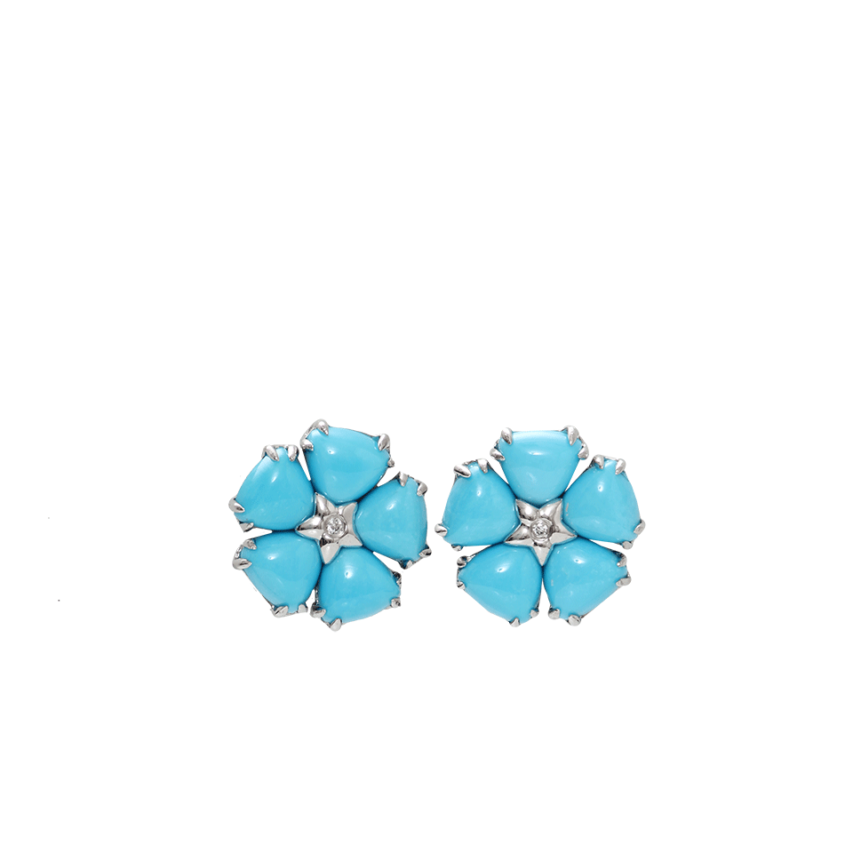 DANA REBECCA DESIGNS-Turquoise Flower Earrings-WHITE GOLD