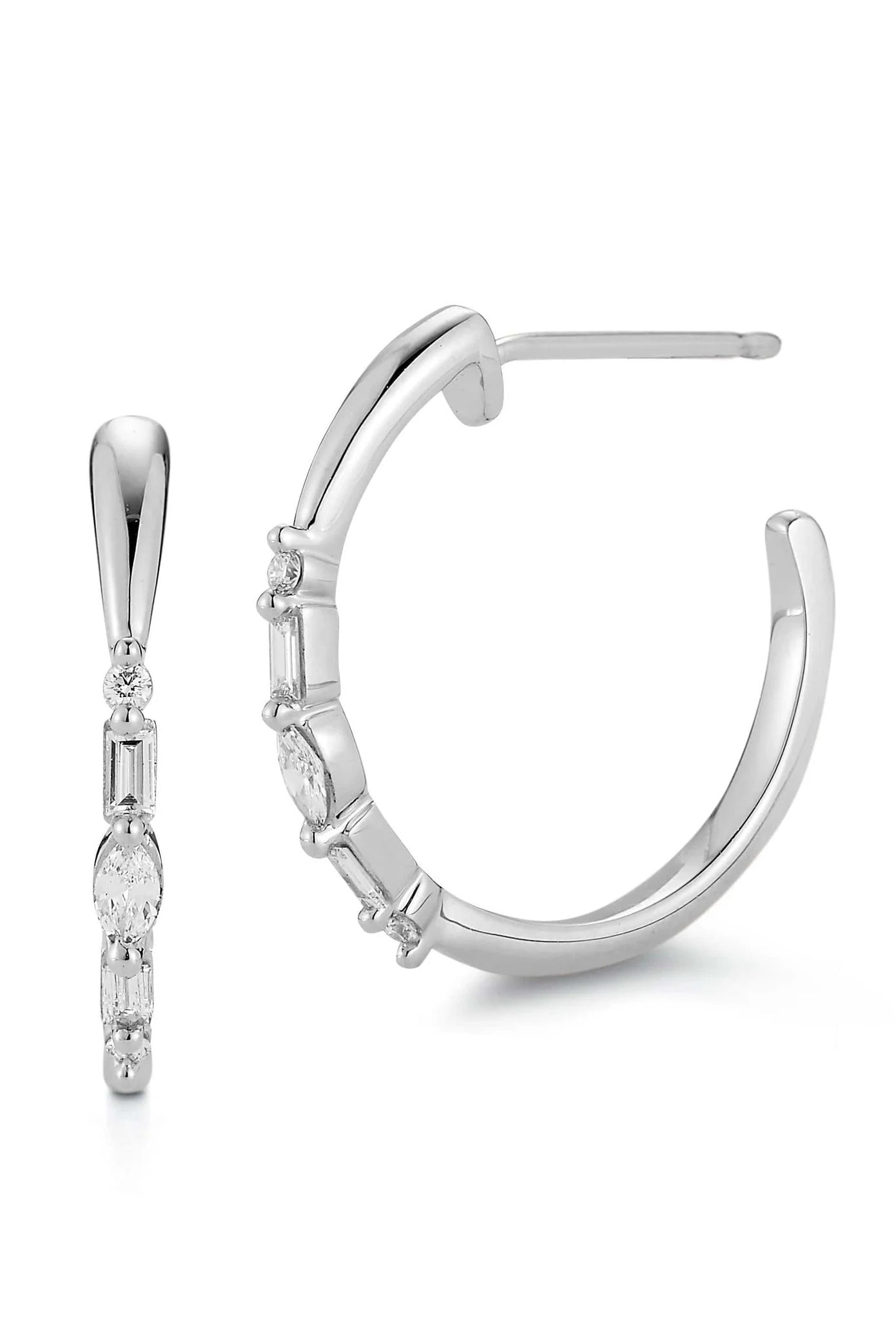 DANA REBECCA DESIGNS-White Gold Alexa Jordyn Marquise Diamond Hoops-WHITE GOLD