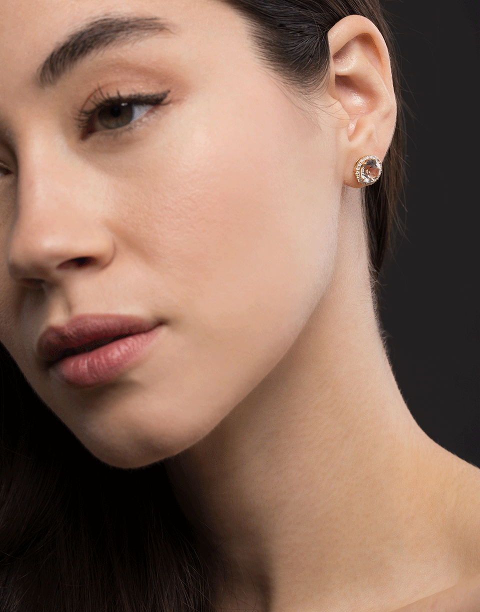 DANA REBECCA DESIGNS-Anna Beth Green Quartz Diamond Studs-YELLOW GOLD
