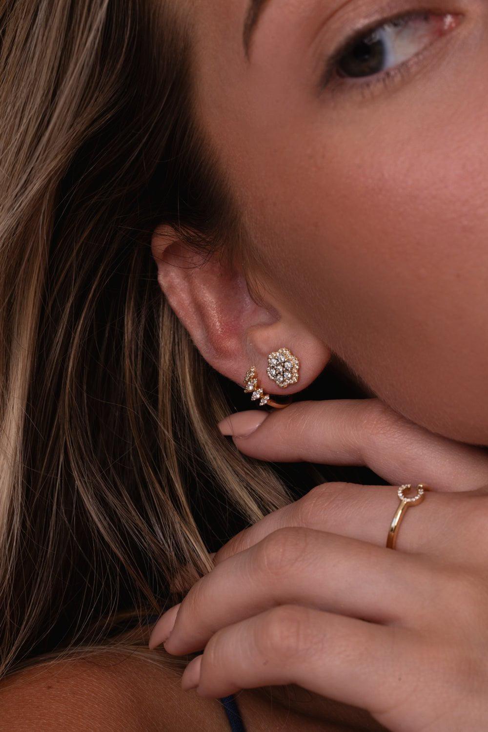 DANA REBECCA DESIGNS-Ava Bea Flower Stud Earrings - White Gold-YELLOW GOLD