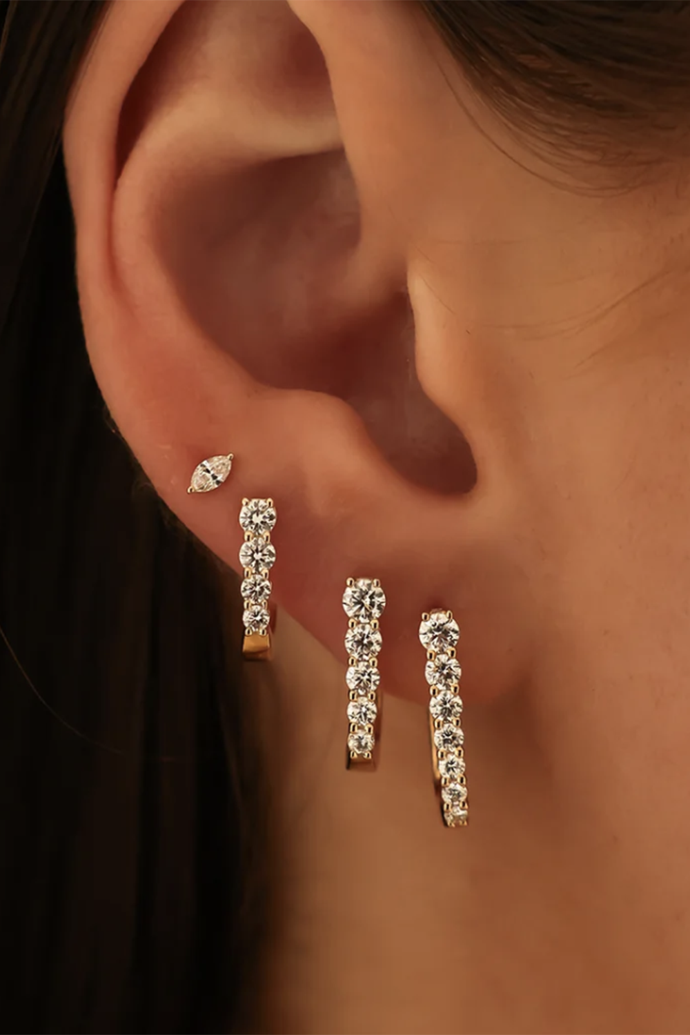 DANA REBECCA DESIGNS-Ava Bea Medium Graduating U Hoop Earrings-YELLOW GOLD