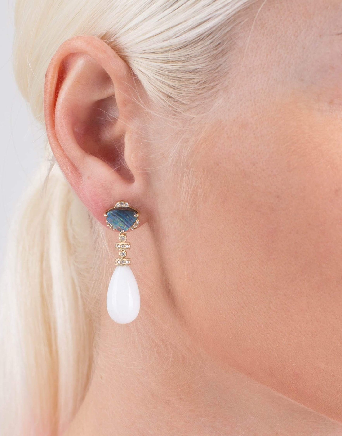 DANA REBECCA DESIGNS-Boulder Opal Earrings-YELLOW GOLD