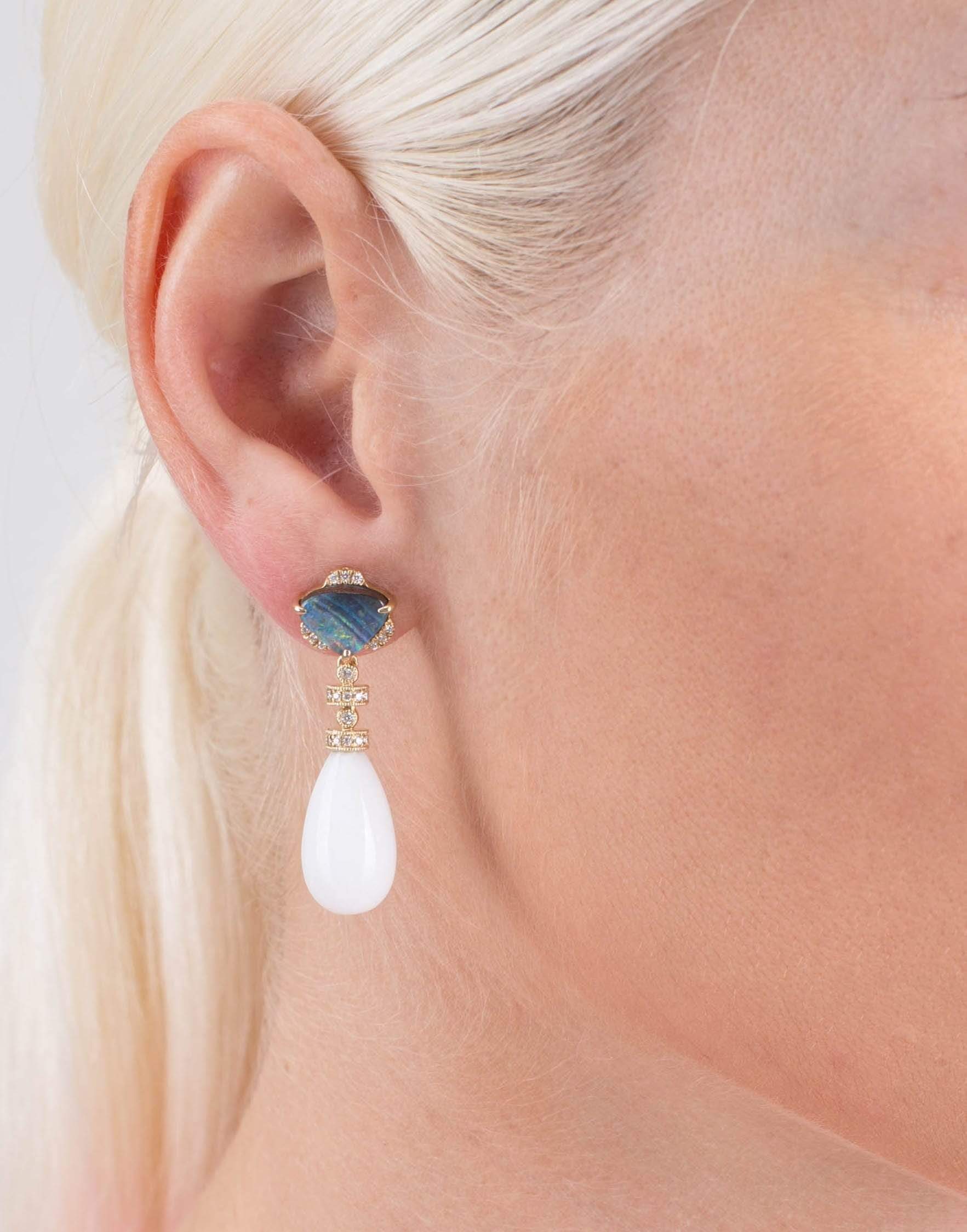 DANA REBECCA DESIGNS-Boulder Opal Earrings-YELLOW GOLD