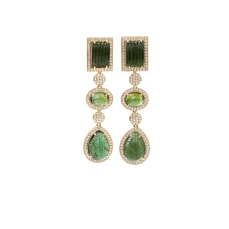 DANA REBECCA DESIGNS-Courtney Lauren Green Tourmaline Earrings-YELLOW GOLD