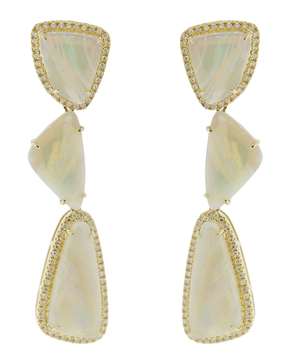 DANA REBECCA DESIGNS-Courtney Lauren Opal And Diamond Earrings-YELLOW GOLD