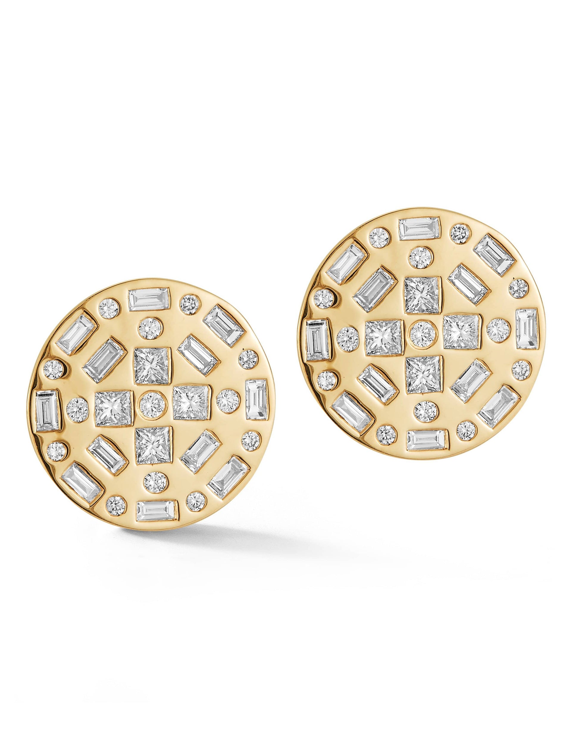 DANA REBECCA DESIGNS-Cynthia Rose Large Disc Stud Earrings - Yellow Gold-YELLOW GOLD