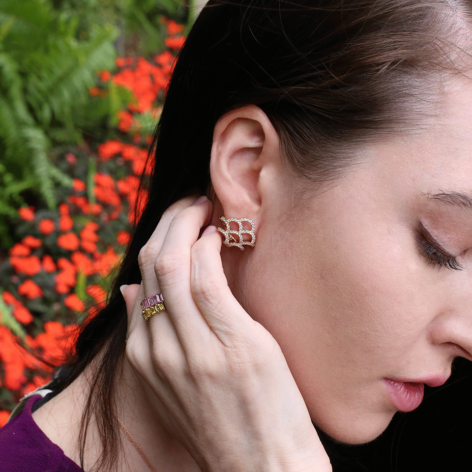 DANA REBECCA DESIGNS-Lori Paige Diamond Huggie Earrings-YELLOW GOLD