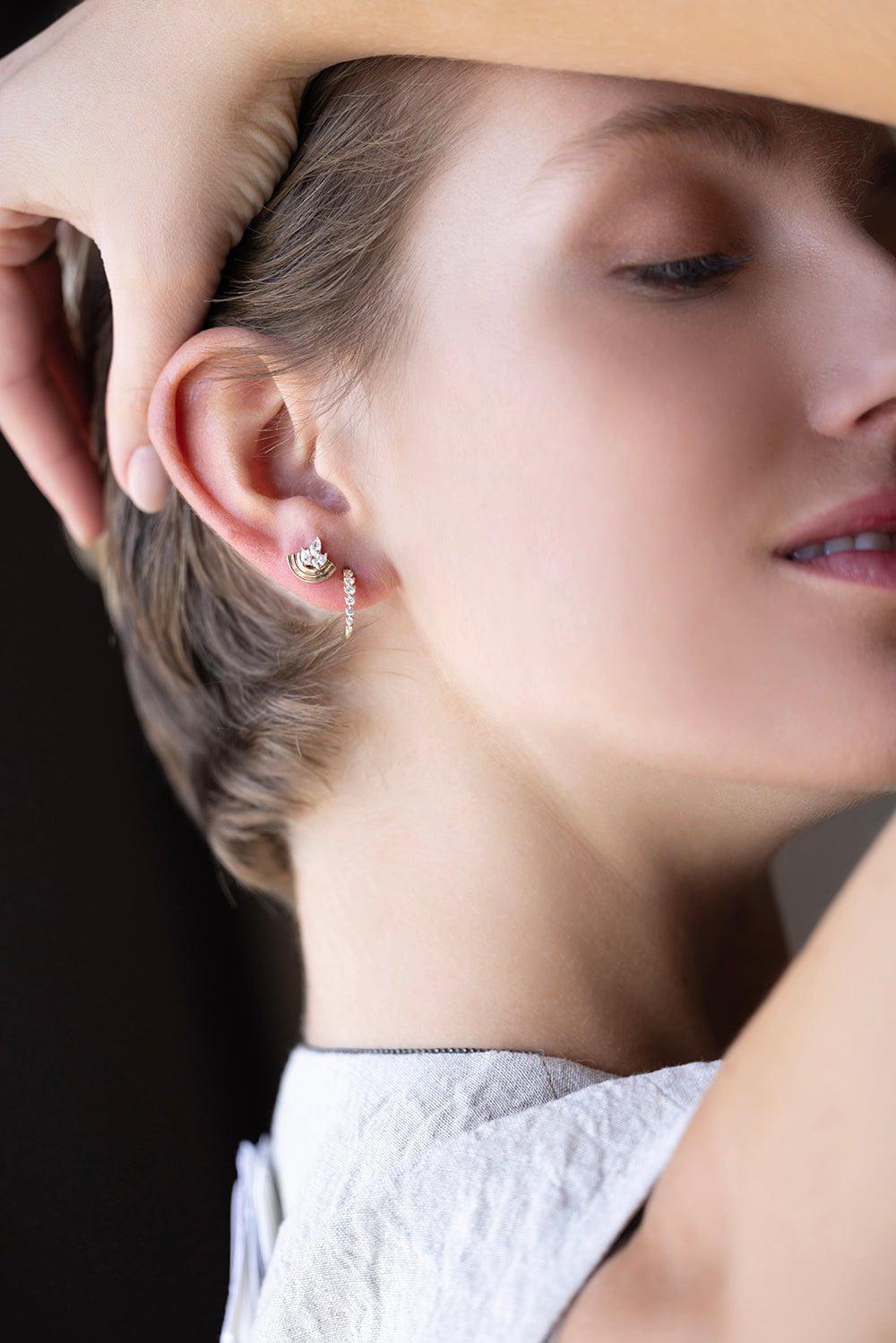 DANA REBECCA DESIGNS-Nana Bernice Crescent Studs-YELLOW GOLD