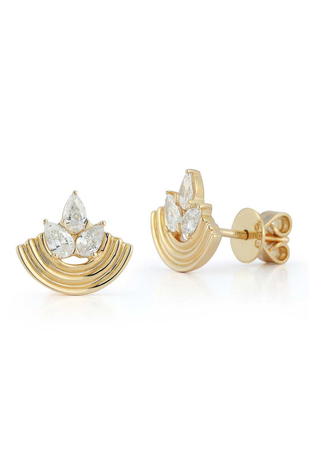 DANA REBECCA DESIGNS-Nana Bernice Crescent Studs-YELLOW GOLD