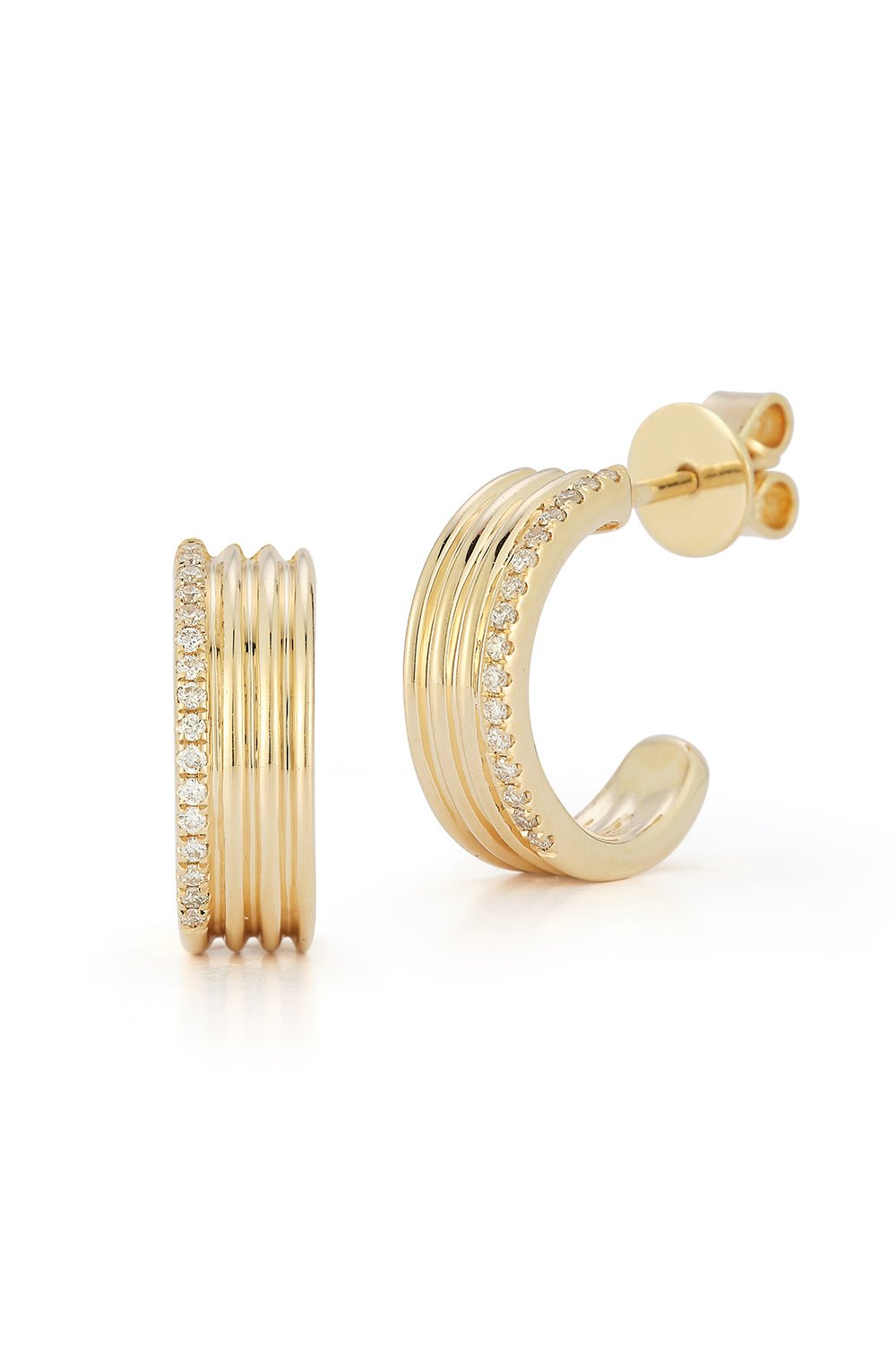 DANA REBECCA DESIGNS-Nana Bernice Triple Groove Huggies-YELLOW GOLD