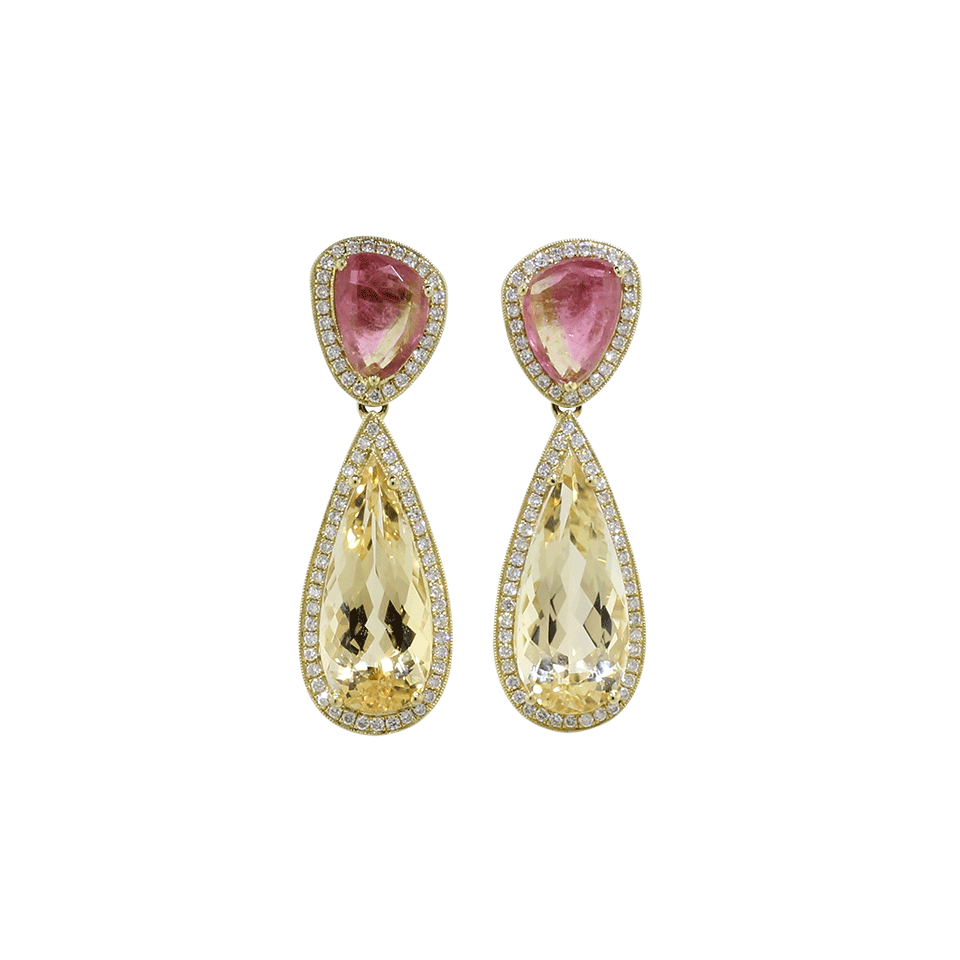 DANA REBECCA DESIGNS-One Of A Kind Tourmaline And Diamond Earrings-YELLOW GOLD