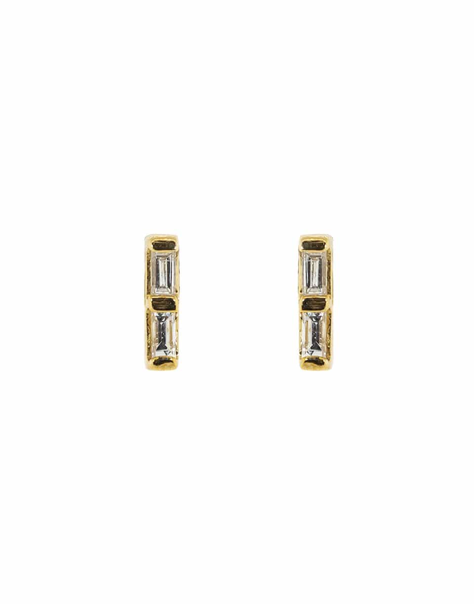 DANA REBECCA DESIGNS-Sadie Pearl Double Baguette Studs-YELLOW GOLD