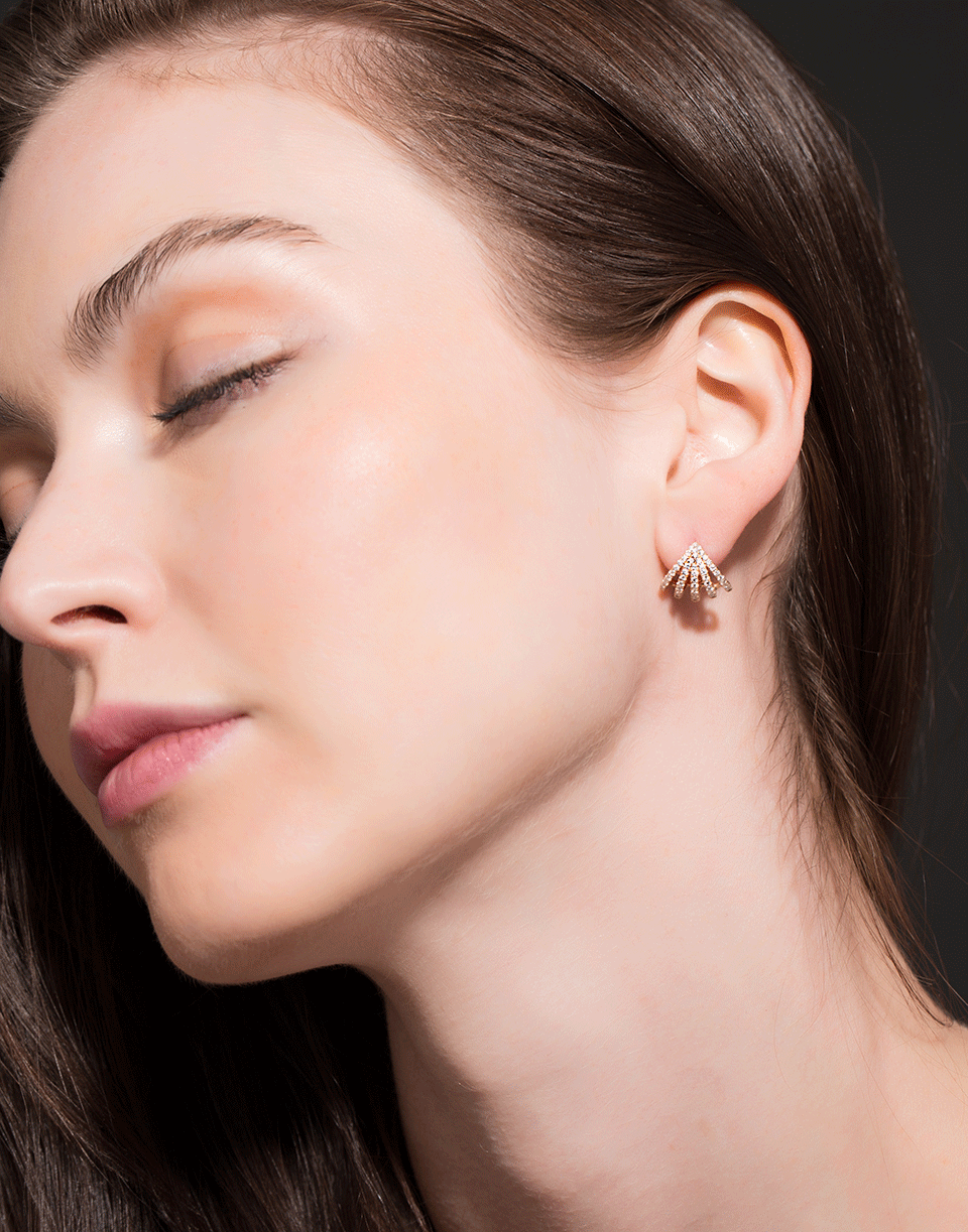 DANA REBECCA DESIGNS-Sarah Leah Diamond Five Burst Huggies - Yellow Gold-YELLOW GOLD