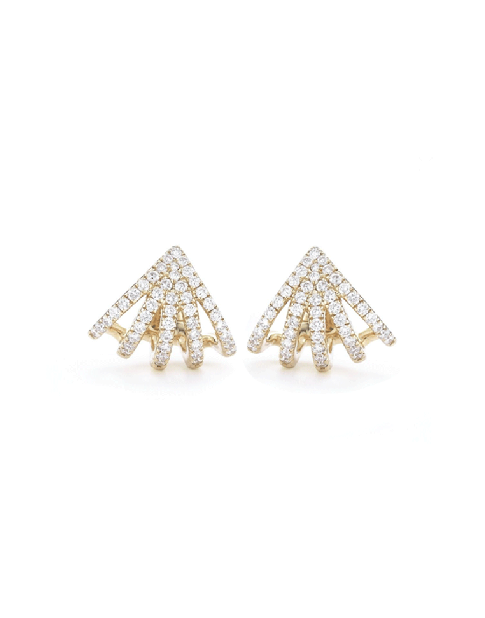DANA REBECCA DESIGNS-Sarah Leah Diamond Five Burst Huggies - Yellow Gold-YELLOW GOLD