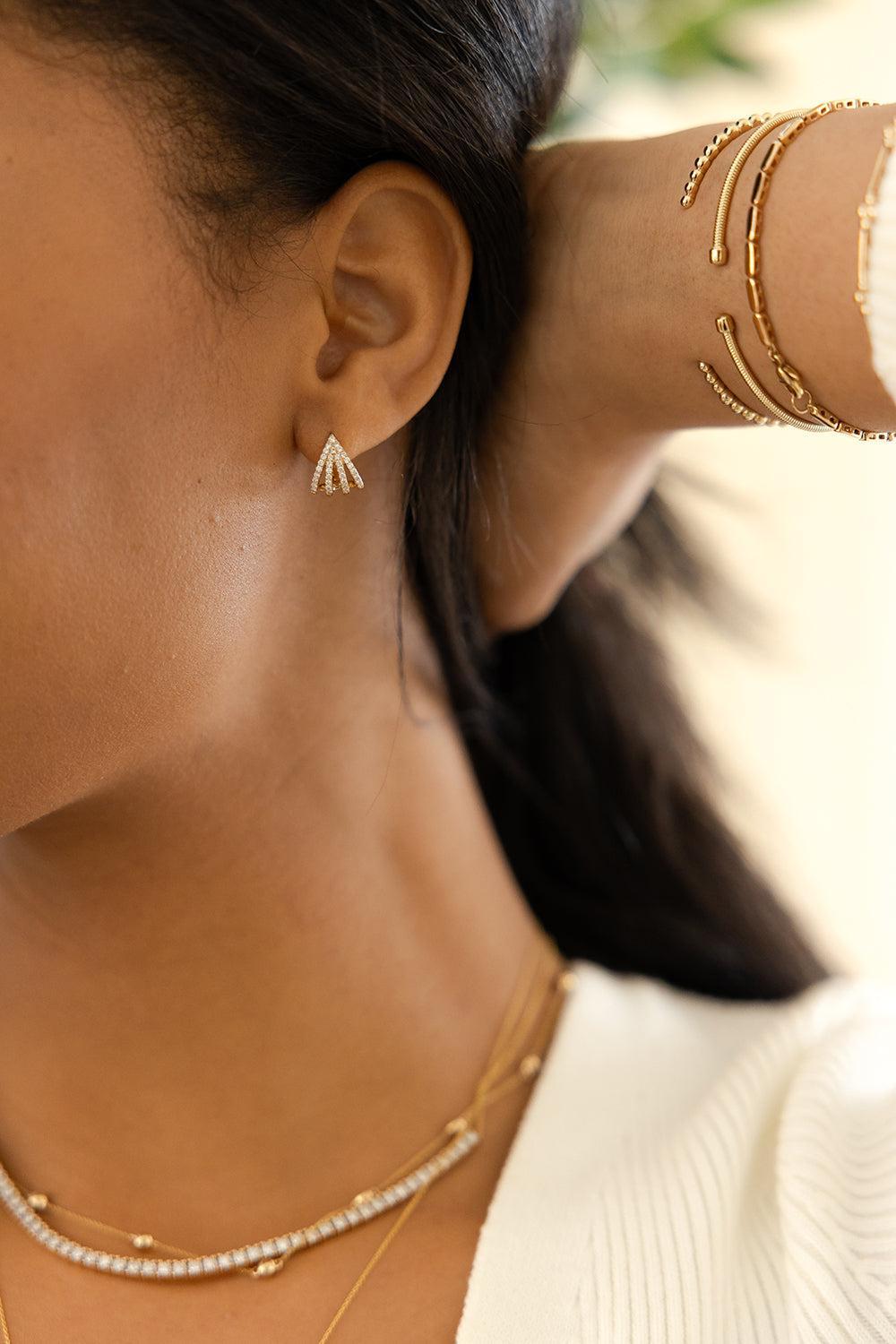 Sarah Leah Four Burst Huggie Earrings-YELLOW GOLD-JEWELRYFINE JEWELEARRING-DANA REBECCA DESIGNS