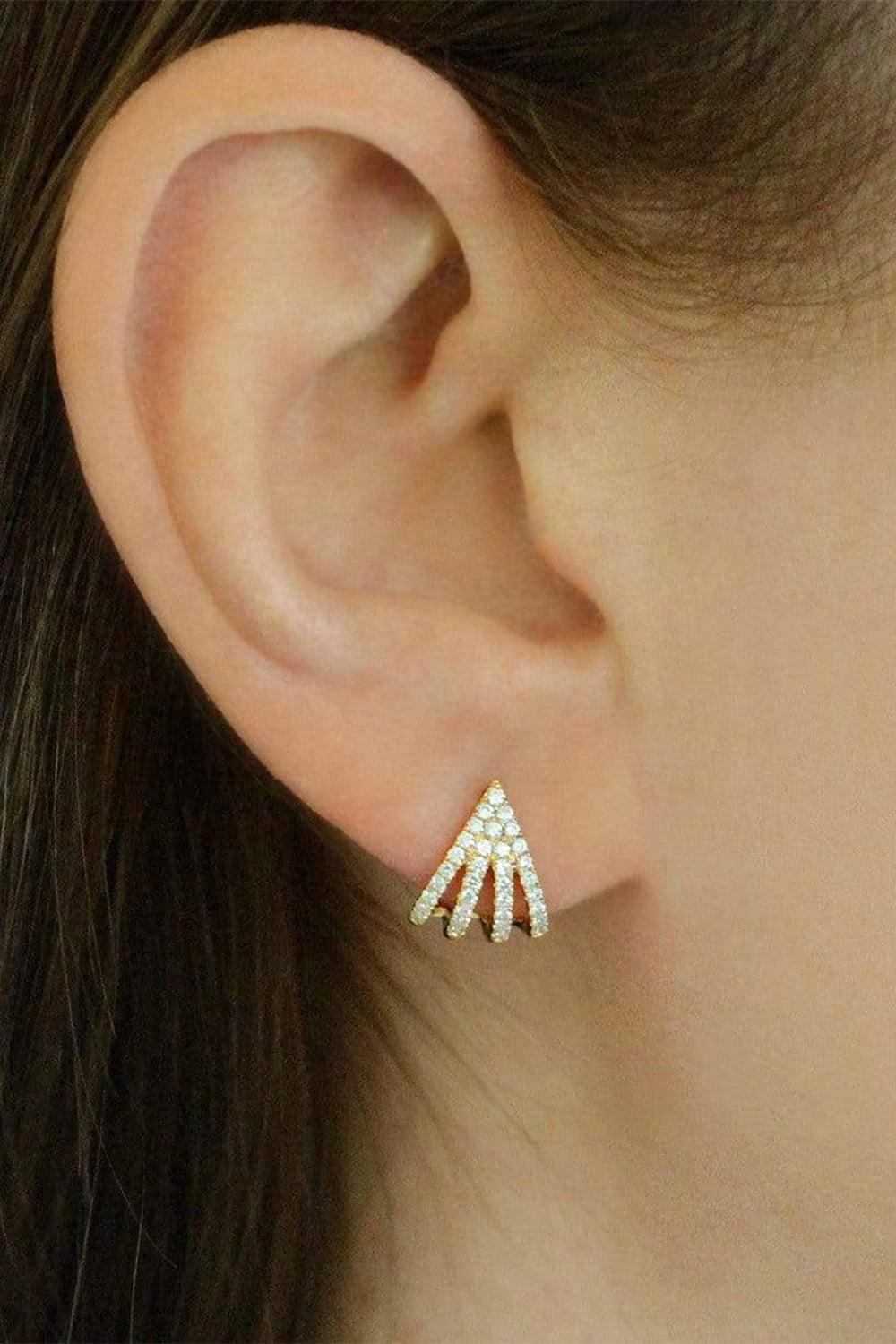 DANA REBECCA DESIGNS-Sarah Leah Four Burst Huggies-YELLOW GOLD