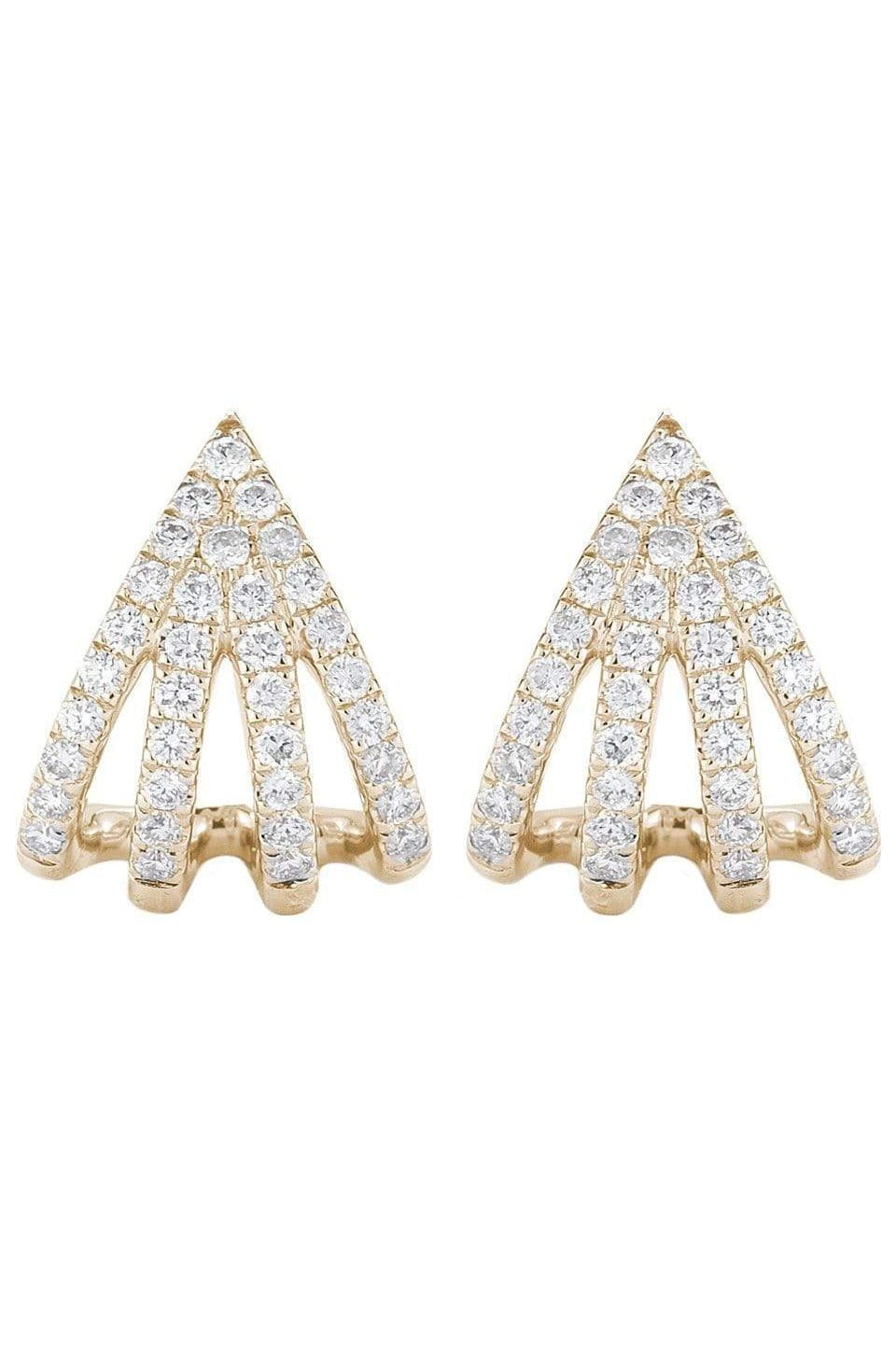 DANA REBECCA DESIGNS-Sarah Leah Four Burst Huggies-YELLOW GOLD