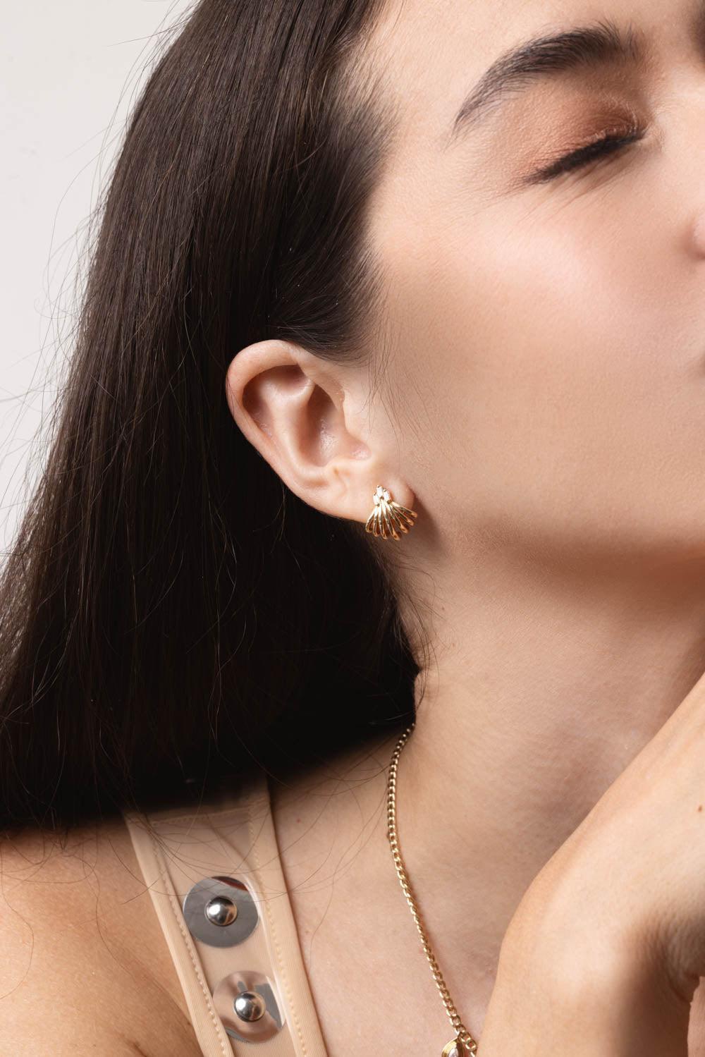 DANA REBECCA DESIGNS-Seven Burst Huggie Earrings-YELLOW GOLD