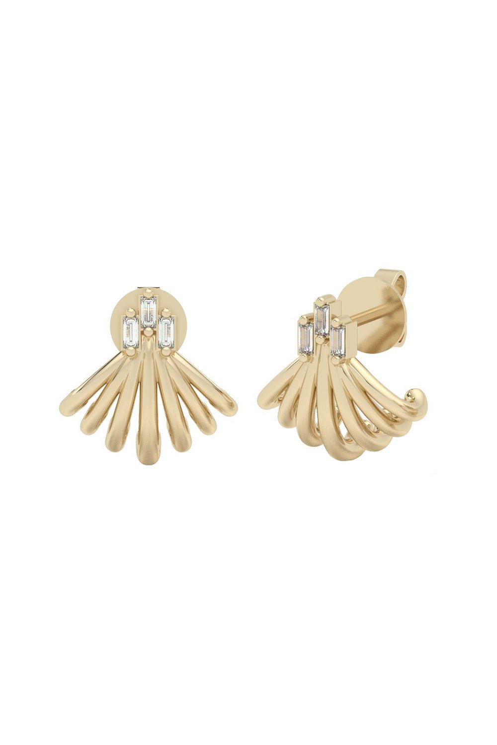 DANA REBECCA DESIGNS-Seven Burst Huggie Earrings-YELLOW GOLD