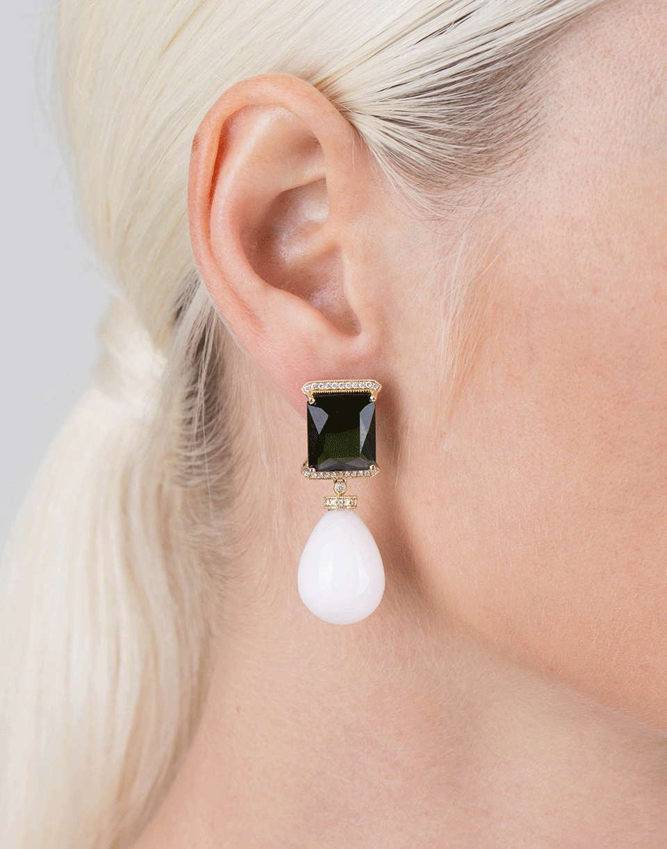 DANA REBECCA DESIGNS-Tourmaline & Aragonite Earrings-YELLOW GOLD