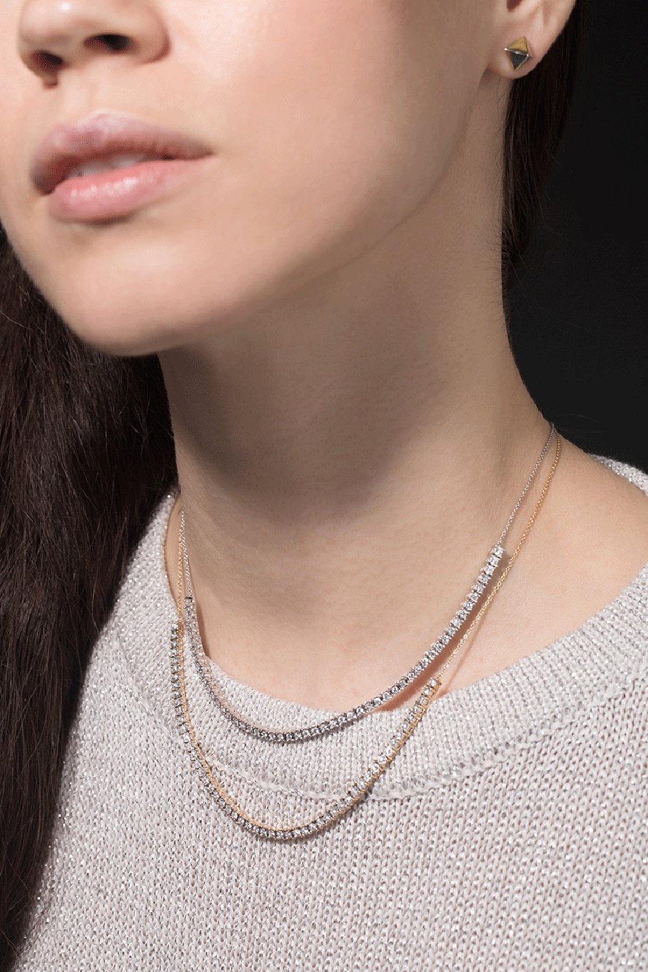 DANA REBECCA DESIGNS-Ava Bea Diamond Tennis Rose Gold Necklace-ROSE GOLD