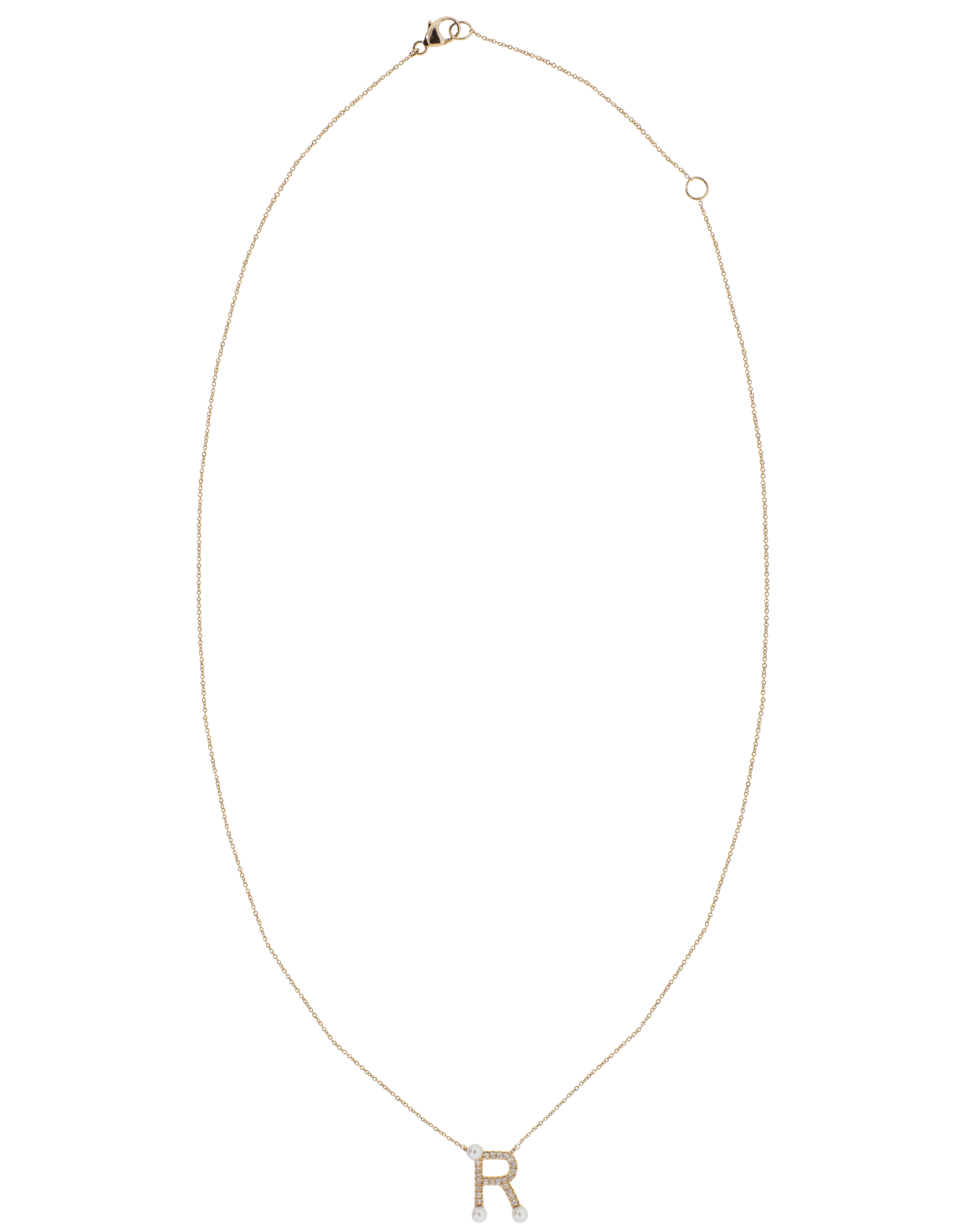 DANA REBECCA DESIGNS-Pearl and Diamond 'R' Pendant Necklace-ROSE GOLD