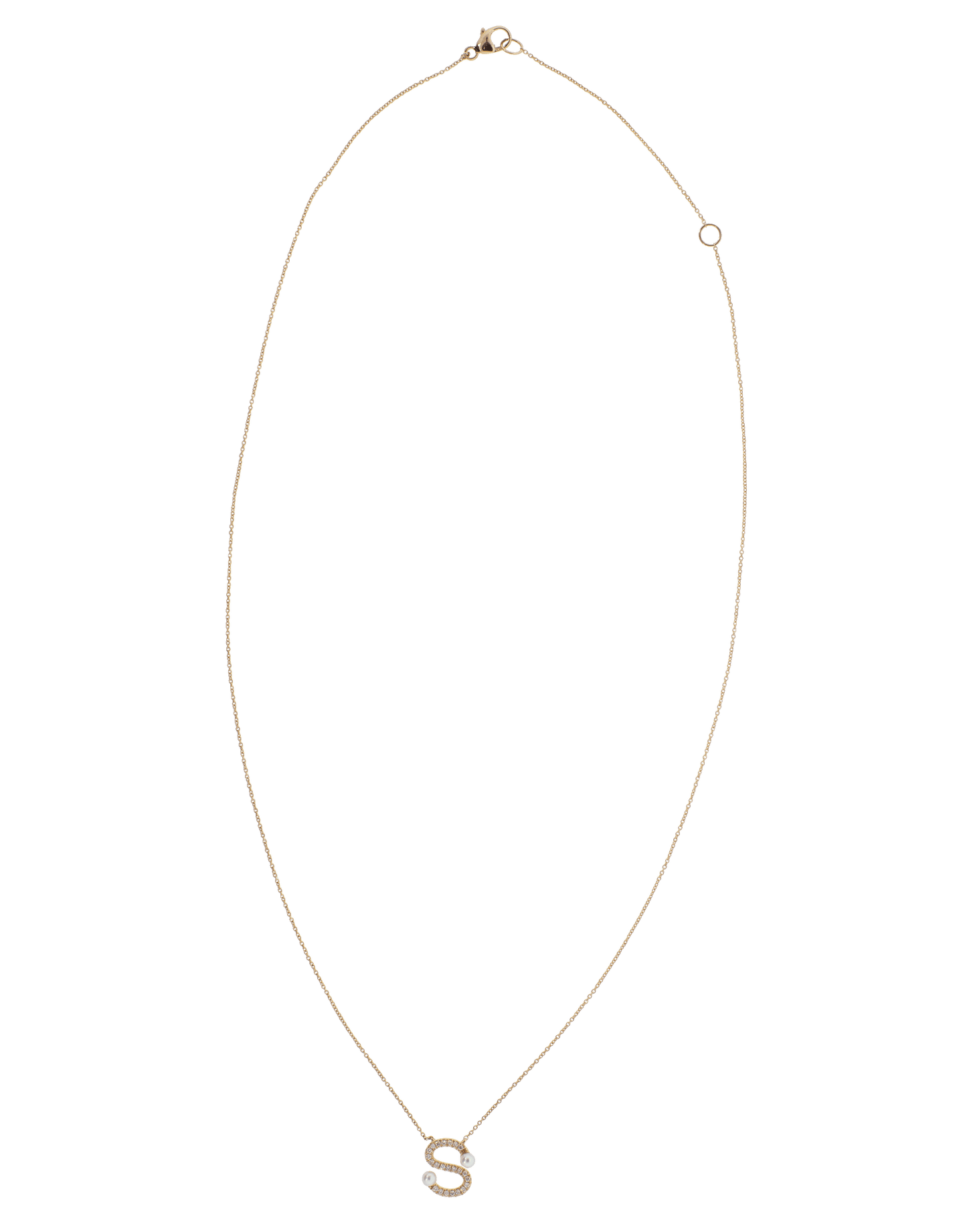 DANA REBECCA DESIGNS-Pearl and Diamond 'S' Pendant Necklace-ROSE GOLD