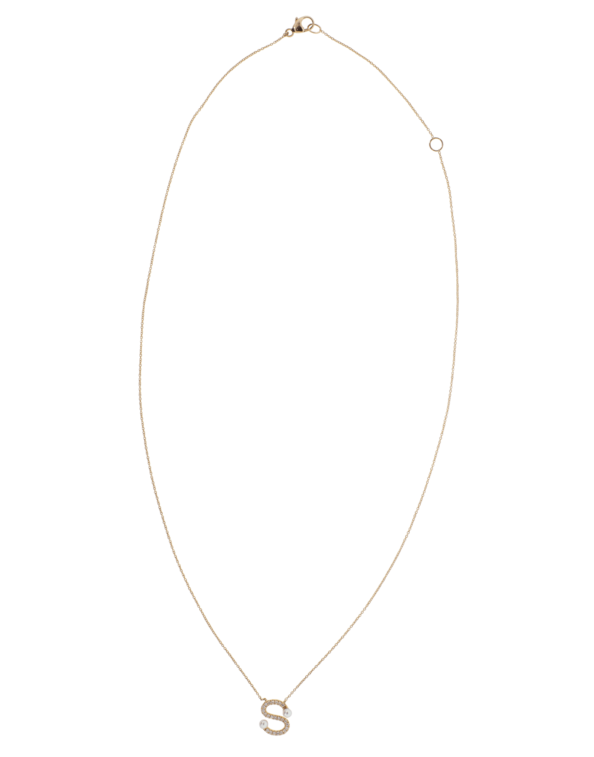 DANA REBECCA DESIGNS-Pearl and Diamond 'S' Pendant Necklace-ROSE GOLD