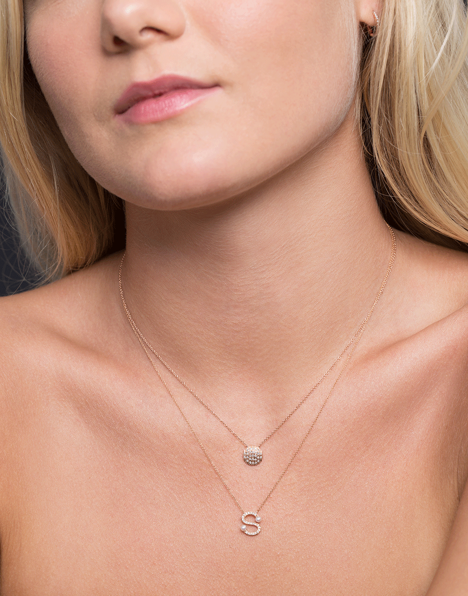 DANA REBECCA DESIGNS-Pearl and Diamond 'S' Pendant Necklace-ROSE GOLD