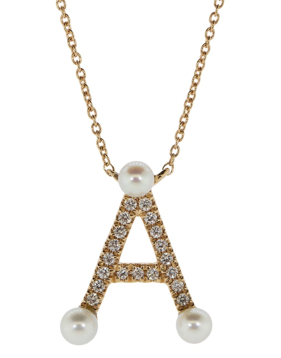 DANA REBECCA DESIGNS-Pearl Ivy Initial A Necklace-ROSE GOLD