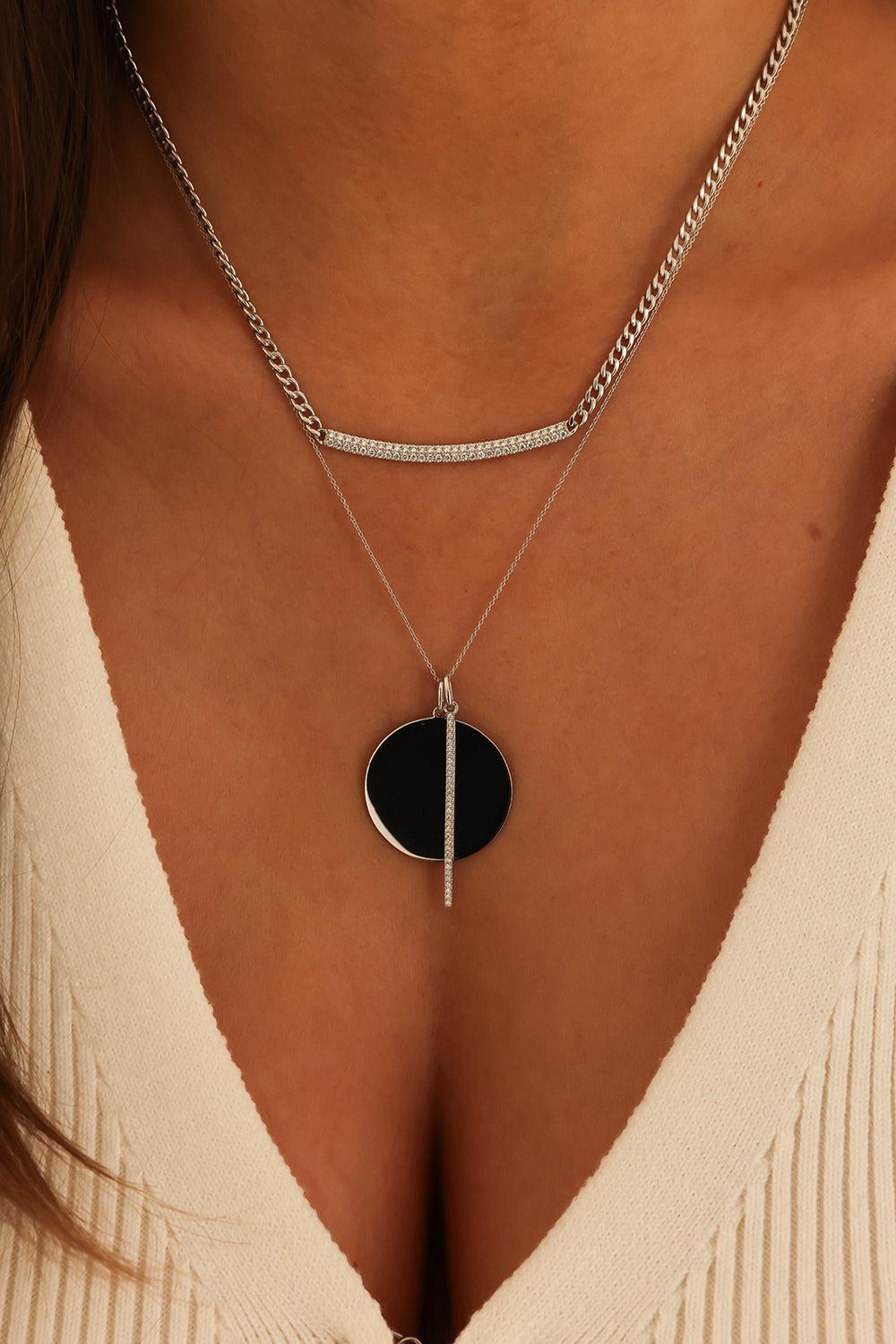 Sylvie Rose Cuban Bar Necklace-WHITE GOLD-16-JEWELRYFINE JEWELNECKLACE O-DANA REBECCA DESIGNS
