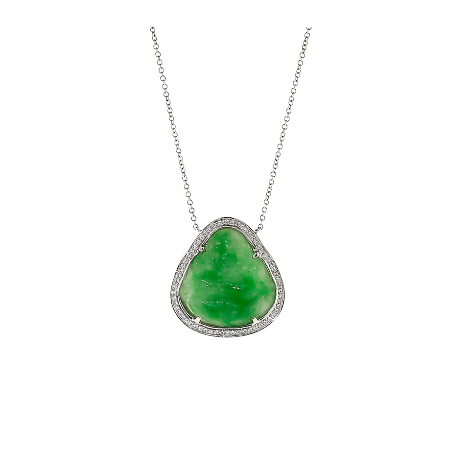 DANA REBECCA DESIGNS-Carved Buddha Diamond Necklace-WHITE GOLD