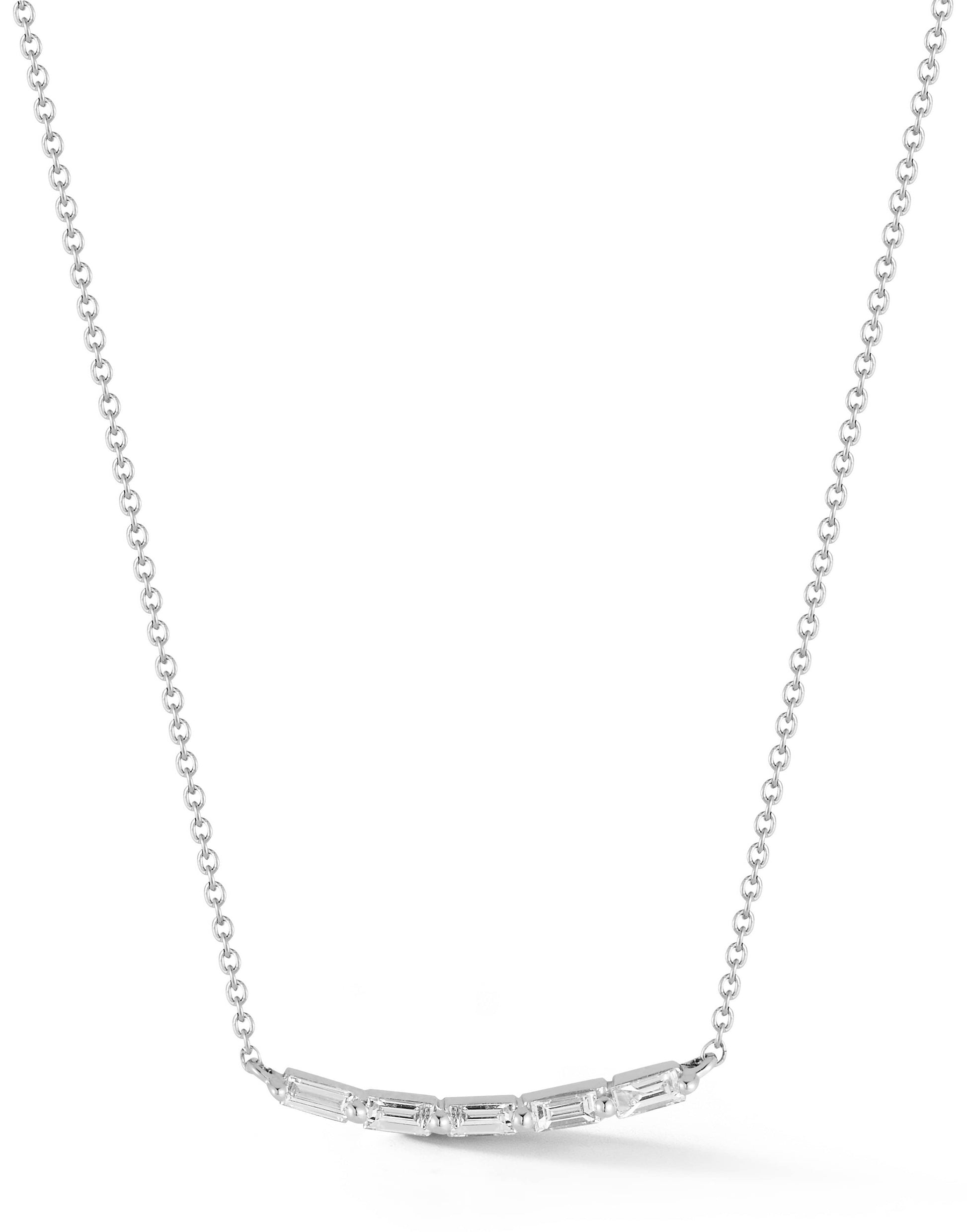 DANA REBECCA DESIGNS-Sadie Pearl Baguette Curve Necklace-WHITE GOLD