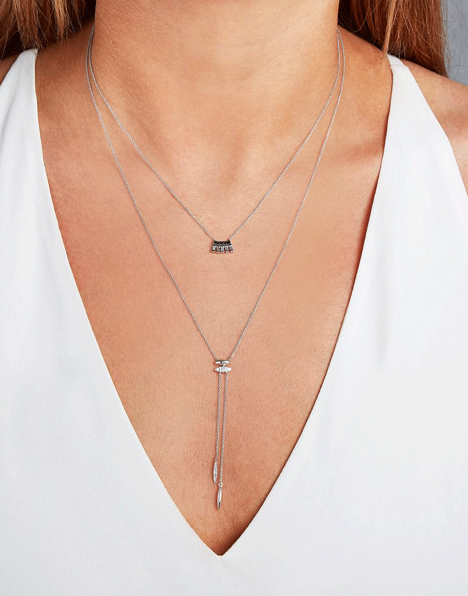 DANA REBECCA DESIGNS-Sadie Pearl Baguette Necklace-WHITE GOLD