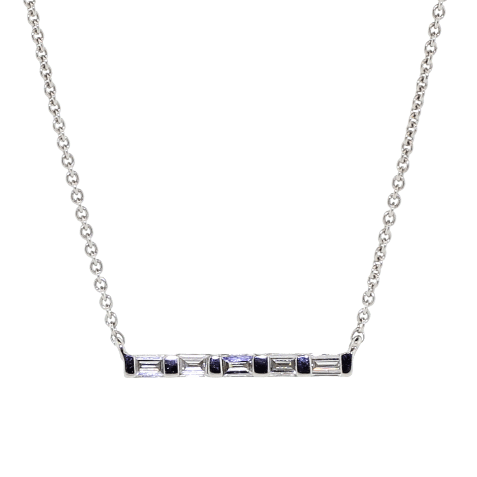 DANA REBECCA DESIGNS-Sadie Pearl Diamond Baguette Necklace-WHITE GOLD