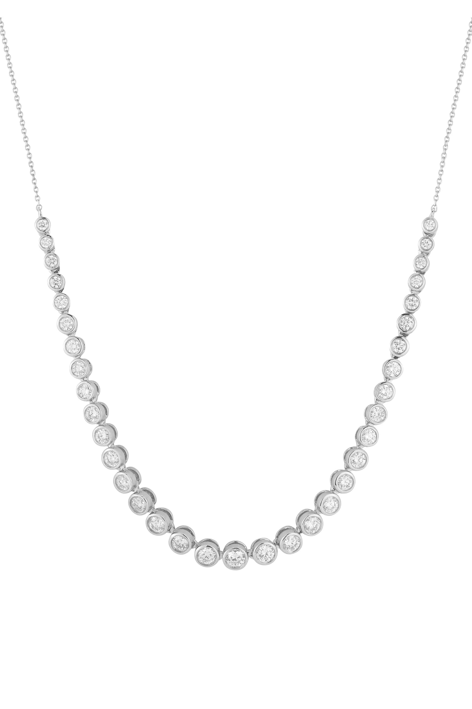 DANA REBECCA DESIGNS-White Gold Lulu Jack Diamond Bezel Tennis Necklace-WHITE