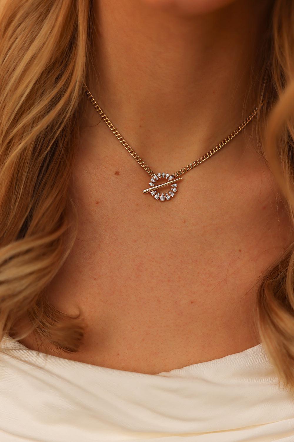 Sophia Ryan Cuban Chain Toggle Necklace-YELLOW GOLD-16-JEWELRYFINE JEWELNECKLACE O-DANA REBECCA DESIGNS