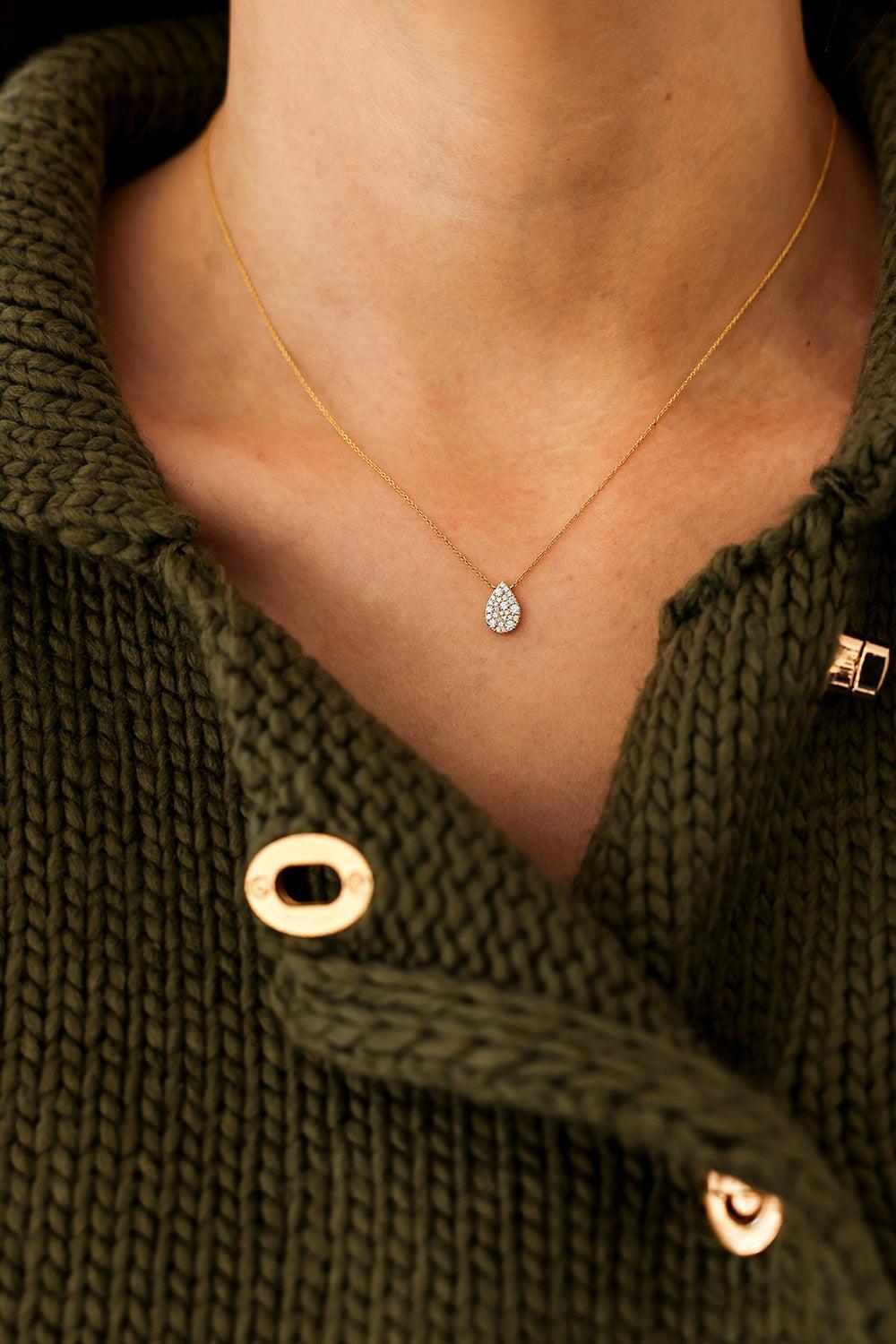 Large Samantha Lynn Diamond Teardrop Necklace-YELLOW GOLD-16/18-JEWELRYFINE JEWELNECKLACE O-DANA REBECCA DESIGNS