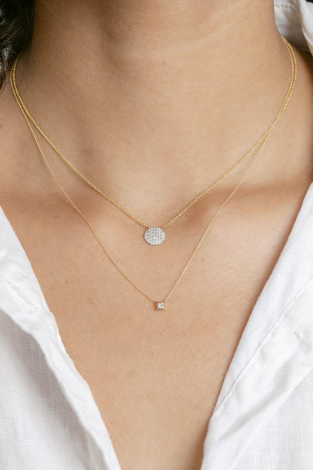 Lauren Joy Medium Disc Necklace-YELLOW GOLD-16/18-JEWELRYFINE JEWELNECKLACE O-DANA REBECCA DESIGNS