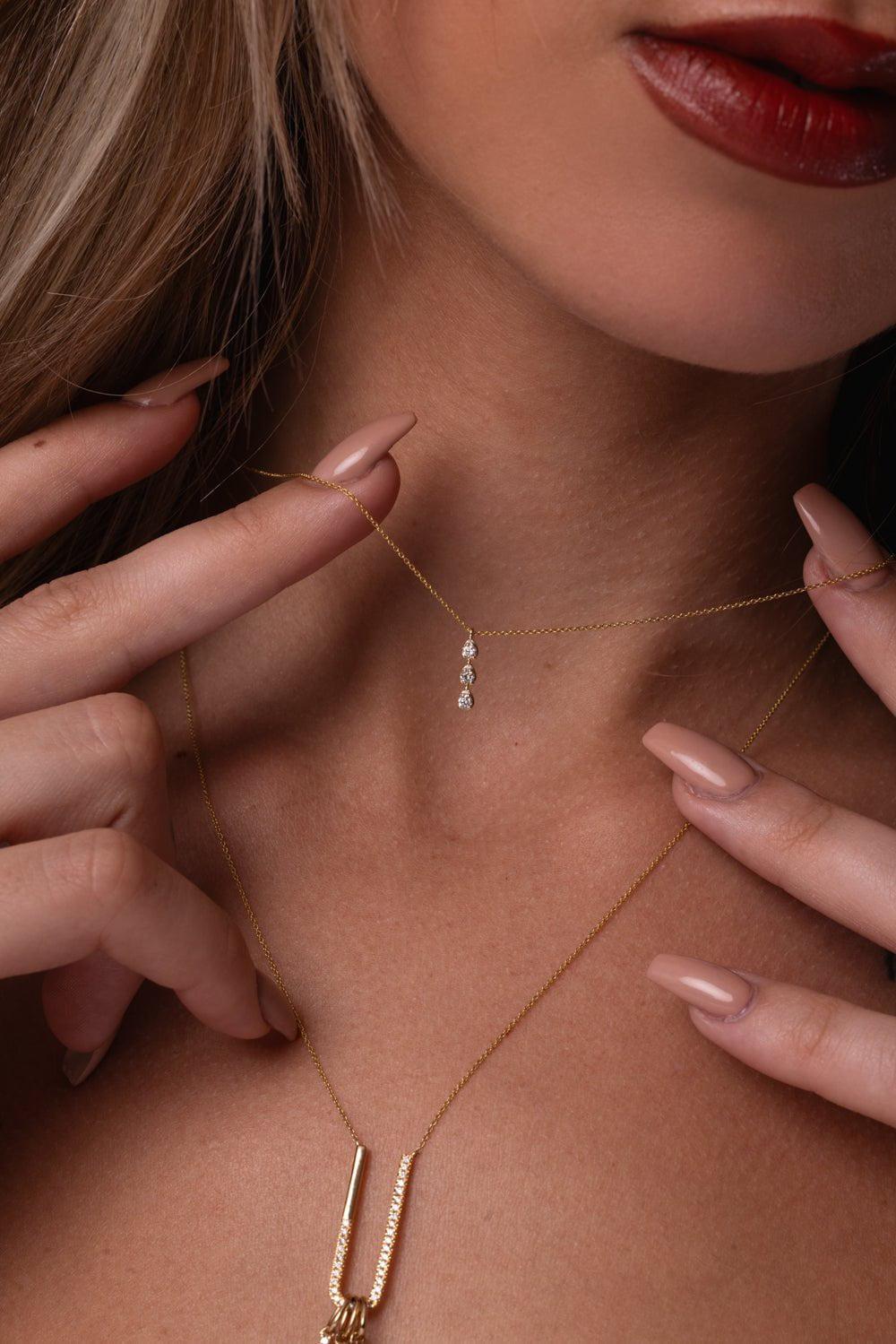 DANA REBECCA DESIGNS-Sophia Ryan Triple Teardrop Necklace-YELLOW GOLD