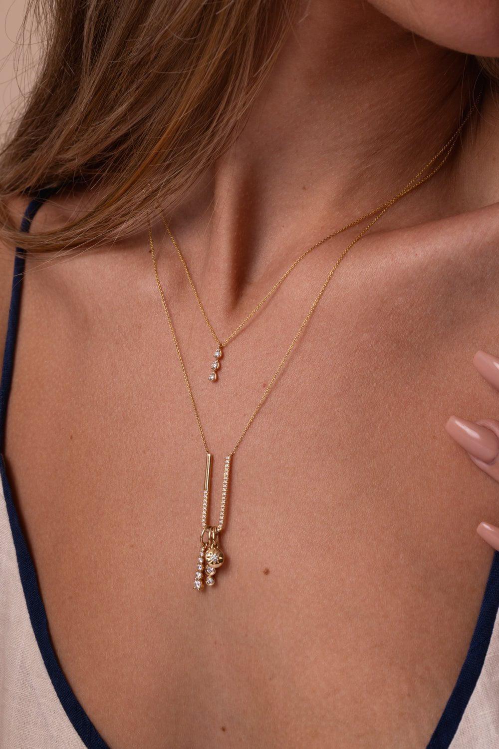 DANA REBECCA DESIGNS-Sophia Ryan Triple Teardrop Necklace-YELLOW GOLD